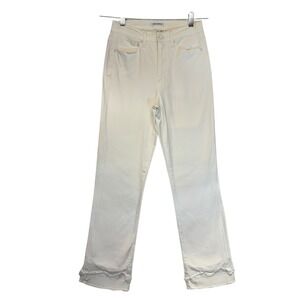 GOOD AMERICAN Good Straight Jeans White Frayed Hem Cropped Straight‎ Leg Sz 4 27